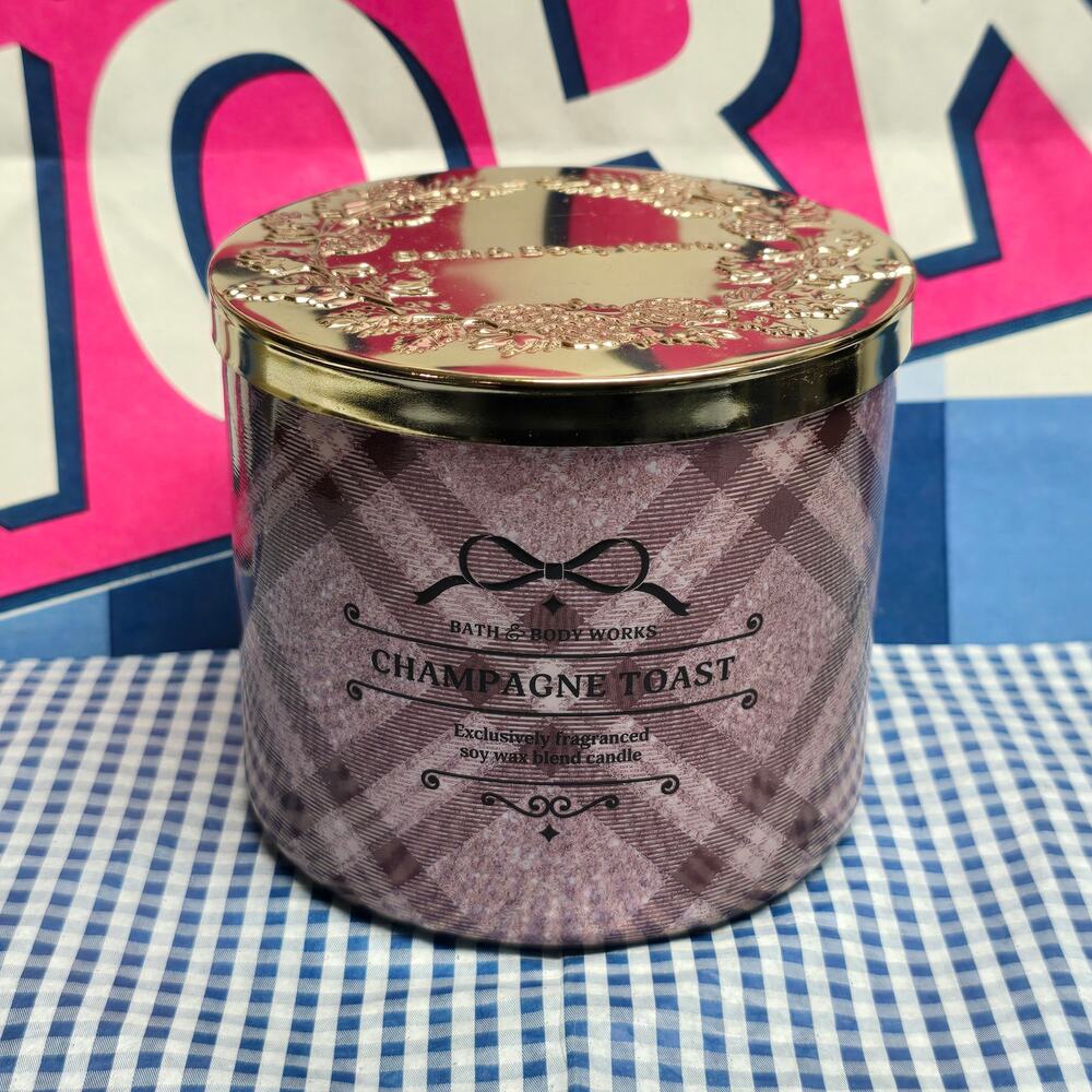 BBW Champagne Toast Large 3 Wick Candle Holiday Home Fragrance
